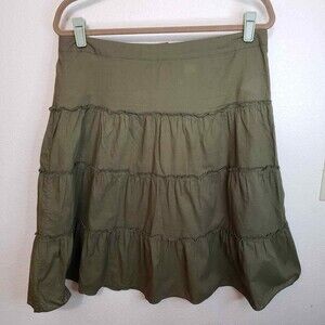 Divided by H&M Olive Green Tiered Mini Skirt Size 10 Zip Back